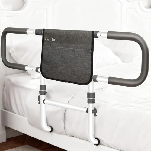 Bed Rails for Elderly Adults Safety, Extended Bed Assist Rail for Seniors with Motion Light & Storage Pouch - 400lbs ASTM Approved Bed Guard Rails, Fit King Queen Full Twin Beds