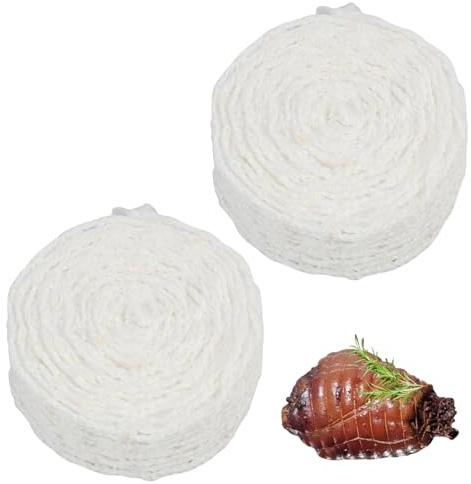 Set de 2 Rollos de Red para Asar Carne y Jamón, Malla Elástica de Algodón de 300 cm, Accesorios de Cocina para Cocinar, Hornear, Ahumar, Guardar y Colgar, Seguro y No Tóxico，Simple y conveniente