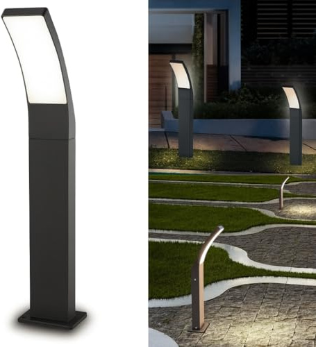 Dopa Dopastore Lampione da Terra Curvo per Esterno LED 12W Altezza 60CM Paletto Moderno Design Sporgente Nero per Esterno IP65