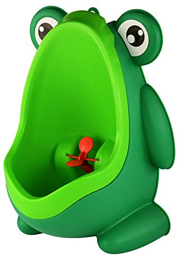 PVGYUJFD Urinoir, Urinoir d'apprentissage de la propreté for Enfants en Forme de Grenouille Mignonne for garçons, urinoir de Salle de Bain for Enfants avec Cible tourbillonnante(Blackish Green)