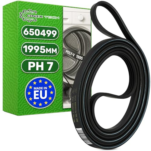 ONIX TECH Courroie Seche Linge Poly-V 1995 mm PH7 avec Code Original 00650499 650499 pour Bosch pour Balay 9000431719 pour Hutchinson - Made in France - Garantie de 5 Ans