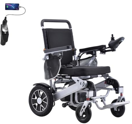 Juodkeo Leichte faltbare elektrische Rollstühle für Erwachsene, 250W-Doppelmotor mit 20A-Lithiumbatterien, All-Terrain-Elektrorollstuhl, kompakt 29,5kg,With usb light