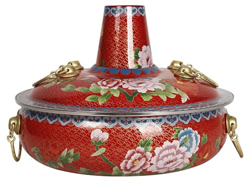 Generico Hot Pot in Carbone Cinese, Pentola a Induzione, Pentolame in Rame per Cucina, Cucina Cinese, Pentola in Rame Durevole Compatibile con Induzione,Rosso