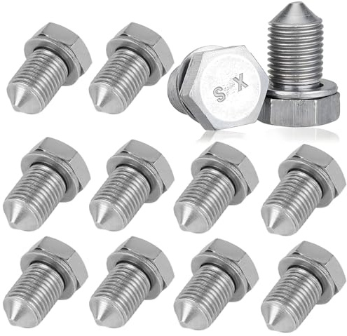 Calenxy 10 x Ölablassschraube M14x1,5 mm mit Dichtring Gewinde, Ölablassschraubedichtung,Verschlußschraube der Ölwanne für Autos Kompatibel mit VWAudiSEATSkoda N90813201 N90813202