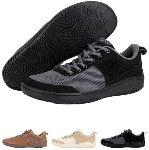 Hike Footwear Hike AltraPrime – Premium Leather & Pain-Free Barefoot Hiking Shoes, Hiking Boots for Women Men, Wide Toe Daily Wear Walking Shoes Black