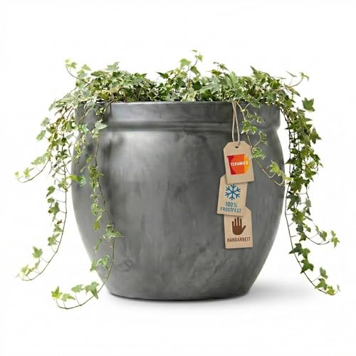 Teramico Växtkruka blomkruka ytterkruka av keramik modell Bavaria hög i fantastiska färger och storlekar (antracit, 37 cm x 31 cm)