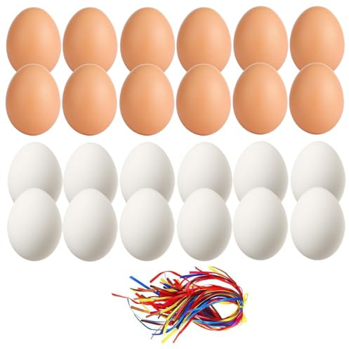 CYMYGS 24 Pieces Fake Eggs, Fake Chicken Egg Toy, DIY Craft Easter Hunt Gift Game DIY Decorations for Crafts Arts Imitation Dummy Eggs, Party Decor, Easter Basket Stuffers School Activities