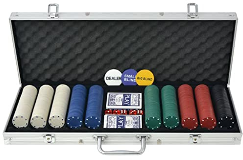 Pokerkoffer, Koffer mit Pokerchips, mit 500 Chips, Aluminium