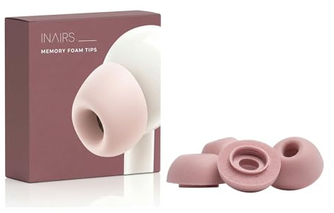 INAIRS Memory-Foam Tips – kompatibel mit Apple AirPods Pro (1. & 2. Gen.) – 5 Paar Aufsätze, Größe S, Rosa – Ohreinsätze für Komfort & sicheren Halt