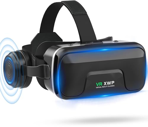 XWP VR Headset With Headphones, Immersive 3D Virtual Reality Glasses For Smartphones, HD Lenses, For Phone Gaming/Movies, Compatible With iPhone&Android 4.7–7.2, Birthday Gift For Friends And Family