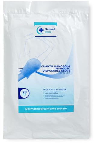 Quimed Italia Manopole Monouso in TNT Senza Sapone – Guanti Igiene Corpo Professionali, Morbidi e Protettivi per Operatore, 60 Pezzi