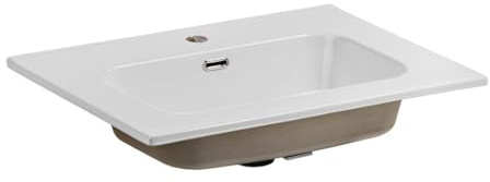 Meublorama Lavabo da incasso Essen 60 cm in ceramica bianco lucido Design rettangolare