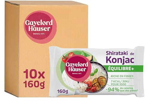 GAYELORD HAUSER - Shirataki de Konjac Nature - Lot de 10 x 160 g | Faible en calories - Sans rinçage - Prêt à l'emploi - Riche en Fibres - Sans Matière Grasse