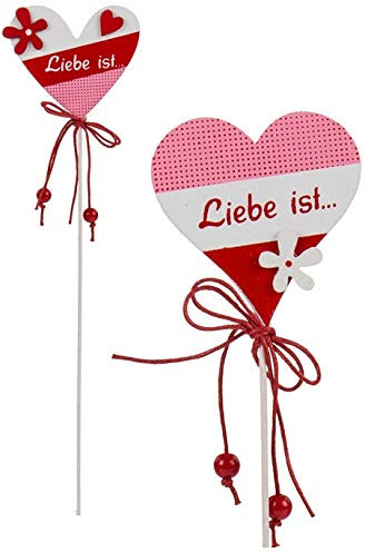 marion10020 72 Stück Holz-Gartenstecker Gartendekoration Deko-Herz Liebe ist... ca. 6 x 26 cm