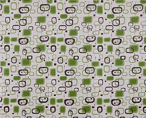 Dundee Deco AZ-F8269 Papier peint autocollant amovible à motif géométrique vert, noir, blanc cassé, 5,5 m x 45 cm, 2,5 m²