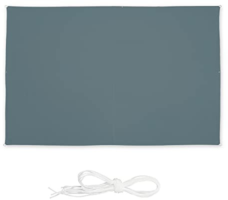 Relaxdays Sonnensegel rechteckig, BxT: 2 x 3 m, wasserabweisend, grau | UV-beständig, mit Spannseilen, Terrasse, Balkon