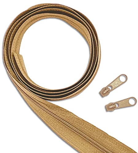 Wohnkult Reißverschluss-Set: 10 m Endlos-Reißverschluss | 3 mm Spirale | + 20 Zipper | Meterware | 25 Auswahl Nähen Reparatur (308 | Beige)
