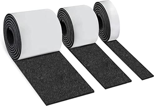 MYSUNBAR Filzgleiter Selbstklebend Filzgleiter Schwarz Filz (100cm * 10cm + 100cm * 5cm + 100cm * 2cm) Geschnitten Werden Geeignet für Tische und Stühle Schwarz Filz für Möbelgleiter Filzgleiter Groß