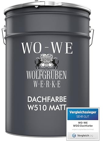 WO-WE Dachfarbe MATT Dachlack Dachbeschichtung Anthrazit RAL 7016 5L | Deckstark, UV-fest, Für Ziegel, Beton & Faserzement, Spritzbar, Wasserdünnbar, Lösemittelfrei, Dachziegelfarbe, Eternitfarbe
