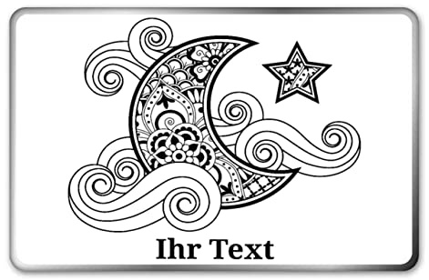 Aufbewahrungsbox Mond personalisiert, Metall eckig, Zentangle | Keksdose mit Mond-Motiv und Wunschtext – Geschenkdose für Träumer und Nachteulen, auch fürs Kinderzimmer