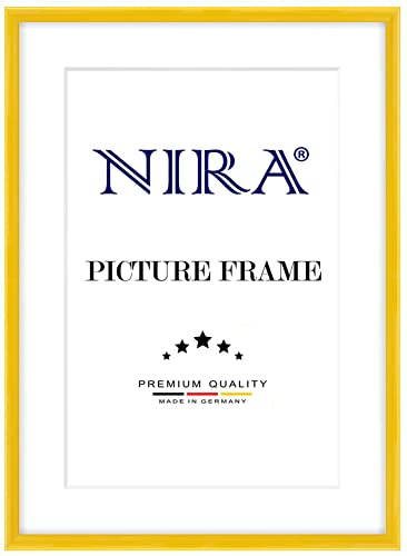NiRa Marco de Fotos de Madera Maciza Estrecho 35 x 40 cm en Amarillo Brillante | Color y Tamaño Seleccionables | Marco para Pósteres | Rompecabezas | Foto Collage HD114