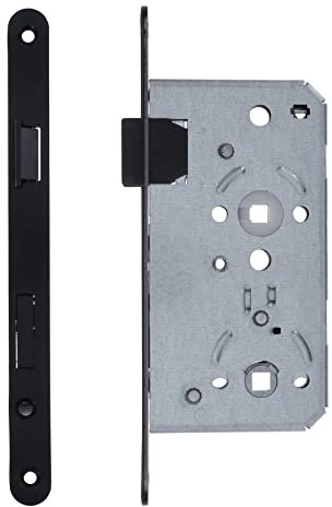 ToniTec Einsteckschloss Bad Kl.3 schwarz WC Türschloss Stulp 235 x 20 mm Dornmaß 55 mm Einsteckschloss WC DIN rechts