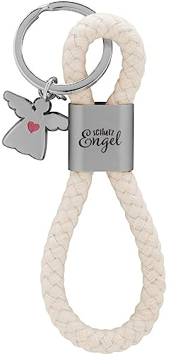 GRUSS & CO Schlüsselanhänger Loop Motiv Engel | Anhänger bestehend aus einer geflochtenen Schlaufe, mit Motivdruck Schutzengel, mit Engel-Charm | 48364