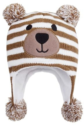 TOKYMOON Kleinkind Kinder Winter Hut Fleece gefüttert Beanie Hut für Baby Jungen Mädchen Baby Wintermütze Warmer Strickmütze Mütze mit Süße Bärenohren Winter Babymütze Gestreifter Bär S