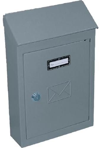 CASSETTA POSTALE ESTERNO A PARETE BUCA LETTERE IN ACCIAIO TETTO CHIAVE 30x20x6cm 2500CT3Y VULCANIA (Grigio)