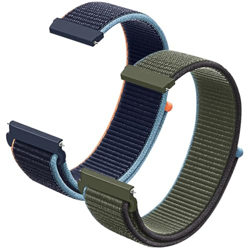 CeiBand armband för 20 mm 22 mm, nylon mjuka sportband klockarmband ersättningsband med kardborreband justerbart klockarmband män och kvinnor – blå + grön