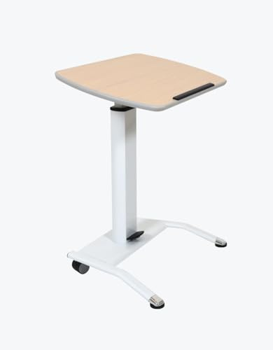 FSE 373-LX-PNADJ-LW Pneumatic Adjustable-Height Lectern/Mobile Standing Desk - Light Wood