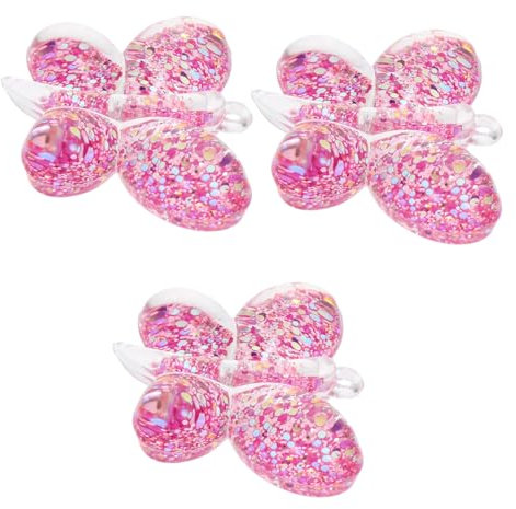 STOBOK 3st Diy Zubehör Anhänger Zur Schmuckherstellung Ohrringanhänger Glitzer Ohrringe Halskettenanhänger Handwerk Charm-armbänder Dekorativ Taschen Rosa Acryl Schmücken