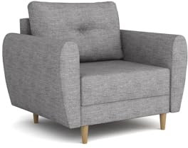 Easy4You Sessel Mady 90 cm, Relaxsessel, Skandinavischer Sessel, Moderner Polstersessel in Stoff Lux, Wohnzimmermöbel Farbe: Grau (Lux 05), Füße aus Holz