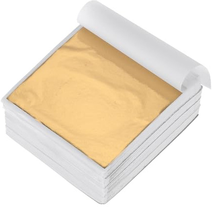 QUARKZMAN 400 Blatt Blattgold zum Basteln, 9 x 9 cm Imitation Goldfolie Goldflocken Goldpapier für Acrylmalerei Kunstprojekt Handwerk Möbel Dekoration Nägel Maniküre, Gold