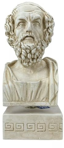 Homer - Scultura in gesso duro con testa di autore poeta epico