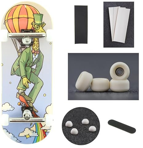 Skull Fingerboards Premium Pro 34 mm komplettes professionelles Griffbrett aus Holz mit Sauerstoff-Urethan-Rädern, Premium-Buchsen, Klebeband und Griffbandfeile. (Strange Events Complete)