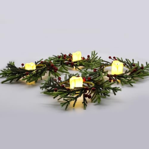 GAROMIA 4 ghirlande natalizie per l'avvento con candele a LED, per Natale, corona dell'Avvento, decorazione natalizia