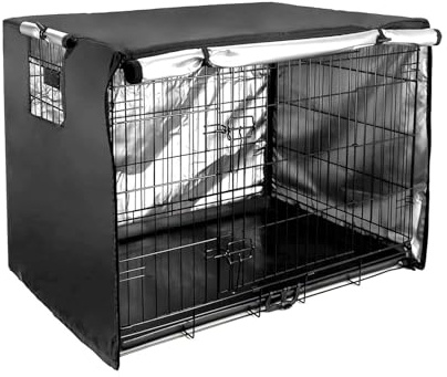 XHDZSW Hundekäfig Abdeckung, Hundehütte Abdeckung, 210D Oxford Stoffmaterial, Wasserdichter Und Winddichter Dog Cage Abdeckung, Hundekäfig-Abdeckung Für Drahtkäfige (XXL,Schwarz)