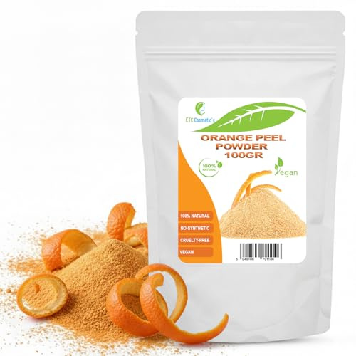 Polvo de cáscara de naranja - 100 gr - Mascarillas faciales, mascarillas capilares, peelings suaves, limpieza, exfoliación, puro y natural