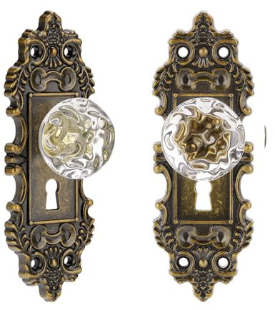 CEYMIO Vintage Schrankknäufe, Antikes Messing, Schubladengriffe, Attrappe, Türknauf mit Platte, Schränke, Möbel, Schubladen, Schrank, Transparent, Dekorativ, Retro-Stil, Kunst-Dekor