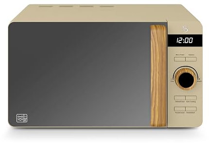 Swan SM22036LOAT Nordic Digital Microwave with 6 Power Settings, 60 Minute Timer, LED Display and Defrost Mode, 20L, 800W, Oatmeal