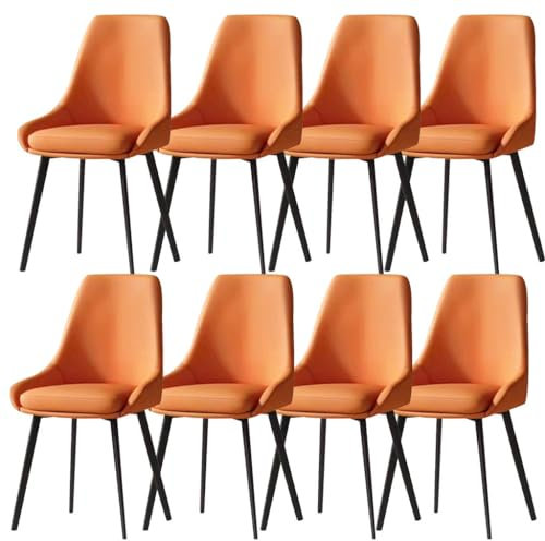 FLEPYHB Esszimmerstühle Esszimmerstühle 8er-Set Kunstleder Küche Wohnzimmer Theke Loungesessel mit Metallstuhlbeinen für Zuhause Gewerbe Restaurants