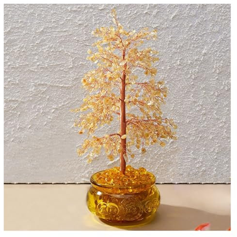 Money Tree Natürlicher Citrin-Edelstein, Feng-Shui-Bonsai-Kristall, Bonsai-Baum, Chakra-Baum mit heilenden Eigenschaften, Feng-Shui-Kristall, Geldbaum des Lebens for positive Energie, Glück und Reicht
