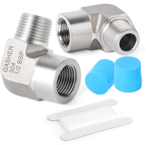 GASHER 2Pcs Stainless Steel Pipe Fitting 90 Degree Barstock Street Elbow,1/2-Inch Male Pipe x 1/2-Inch Female Pipe