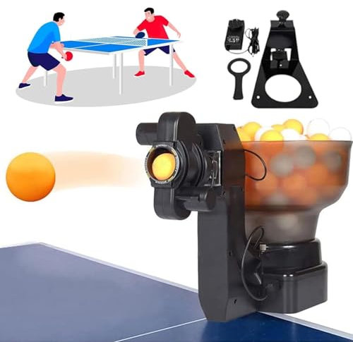 Ping-Pong-Roboter,Tischtennis-Roboter-36 ​​Umdrehungen,Ping-Pong-Maschine,Geeignet Tischtennisplatten,Ping-Pong-Tische,Kompatibel Mit Ping-Pong-Netz-Bietet Platz 110 TischtennisbäLle,Black
