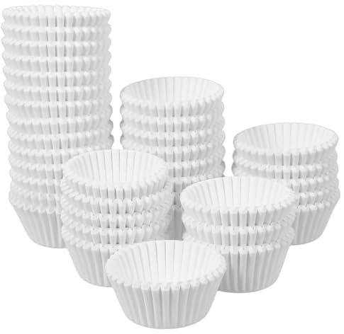 Cabilock 1000 Moldes De Papel Para Cupcakes y Magdalenas Blancos, Resistentes Al Aceite, Biodegradables, Para Pastelerías y Horneado Casero