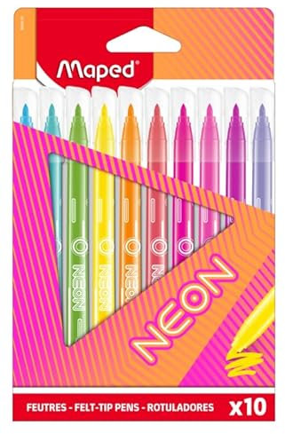 Maped - Filzstifte NEON x10 - Filzstifte - Set mit 10 Filzstiften in NEON-Farben