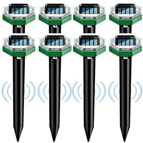 LYPPUL 8 Stück Solar Maulwurfschreck, Solar Maulwurf Vertreiber für Mäuse | Ultraschall Maulwurfvertreiber, Solar Maulwurfabwehr, Wühlmausschreck für Vertreiben Wühlmäuse Maulwürfe, Nageti