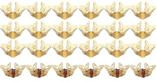 TOPPERFUN 100 Pirottini Di Carta Quadrati Pirottini Per Torte Da 3 85 Pollici Per Dessert A Forma Di Mini Farfalla Dorata A Forma Di Tartufo Per Vassoi Quadrati Per