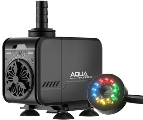 Forever Speed Aquarium Bomba de agua Bomba de estanque ajustable Bombas de buceo 3000L / H para acuario Teich Brunnen Jardín Acuario con 12 luces LED coloridas, Max Förderhöhe 3M